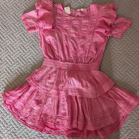 LoveShackFancy Pink Ruffle Mini Dress - Picture 2 of 13